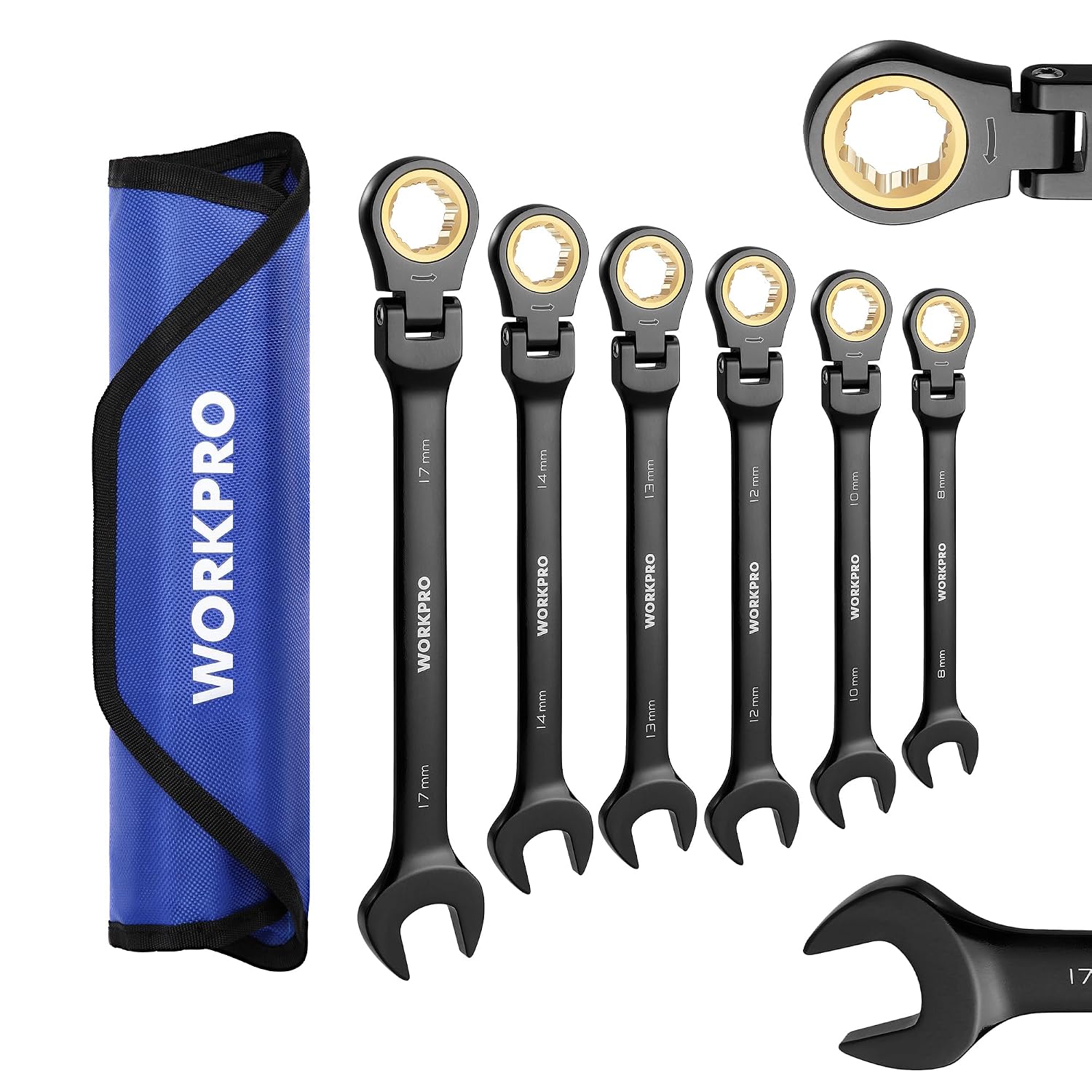 WORKPRO Combination Wrench Flex Ratchet 6-Piece