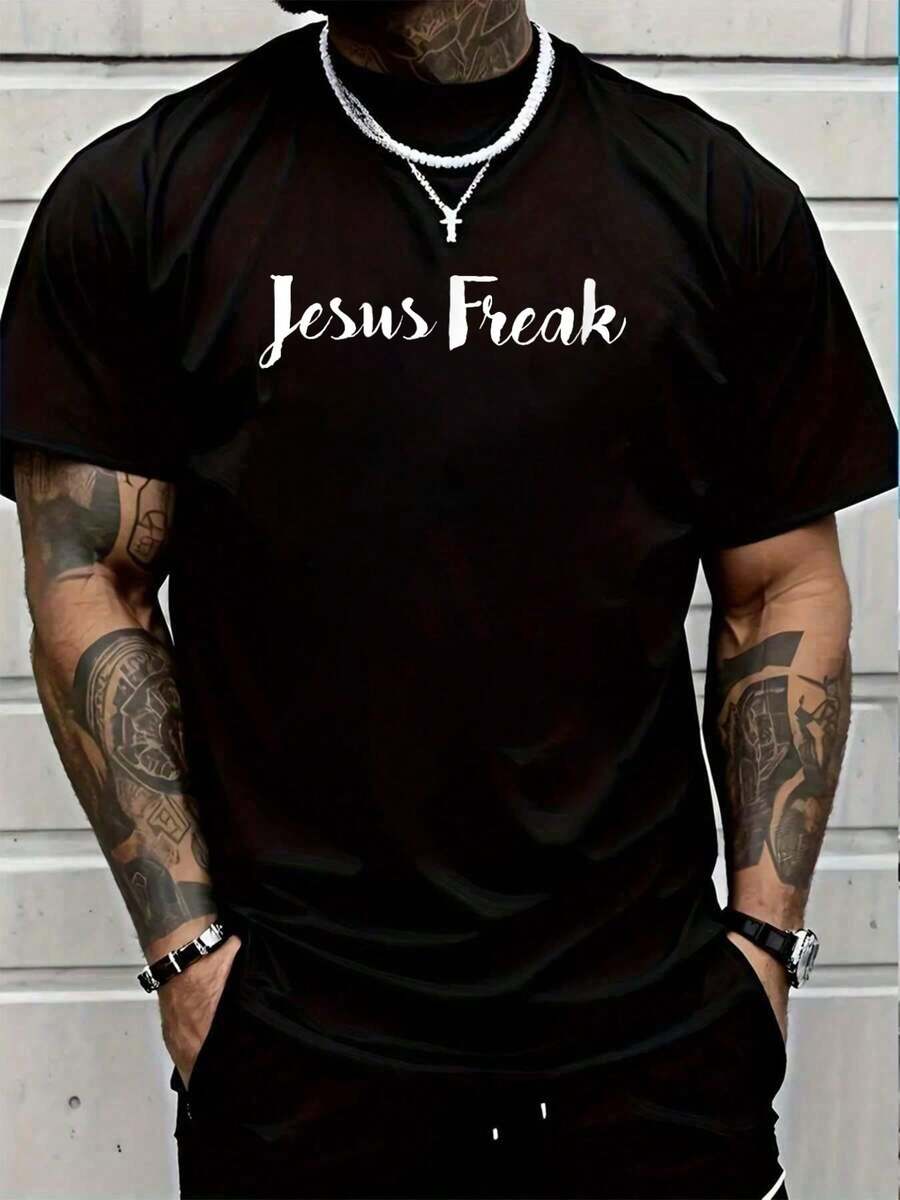 100% Cotton Jesus Freak Religious TShirt T-Shirt Women s Men s Graphic Tee, Printed T-Shirt, Short S разноцветный
