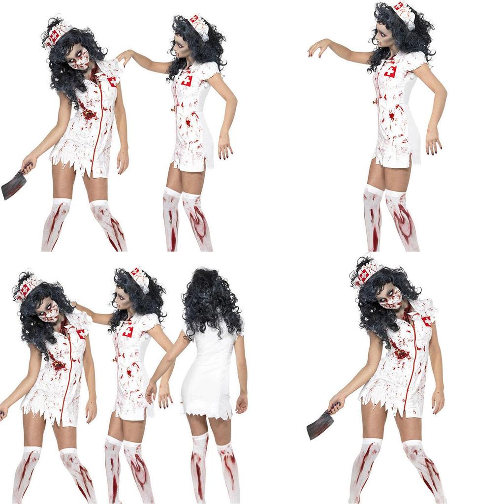 Premium Kalite Yetişkin Kadın Cadılar Bayramı Bloody Mary Şeytan Hemşire Cosplay Kostümü