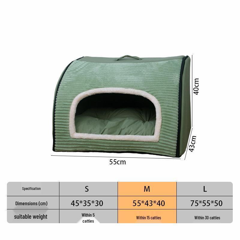 

Универсальная полузакрытая вилла для питомцев: Ветрозащитное и теплое гнездо для кошек и собак на все сезоны L: 75*55*50
