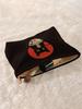 1 black cat pattern printed corduroy makeup bag, lightweight zipper makeup storage box, multifunctional bag with lining