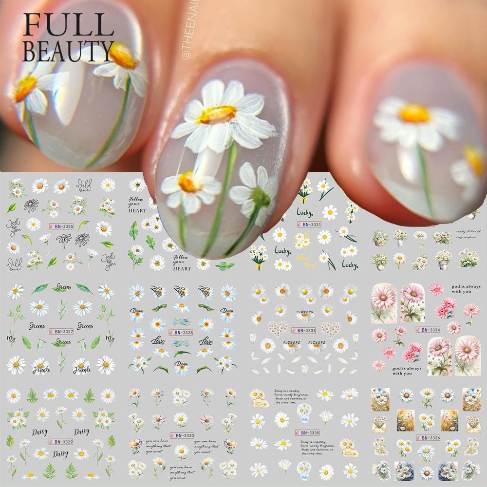 Nail Art Stickers Ins Spring And Summer Flower And Grass Series Zou Ju Flower Watermark Nail Stickers