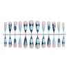 1 Set Almond False Nails Full Cover Stick on Nails 3D Flower Press On Nails French Artificial Nails Manicures Supplies