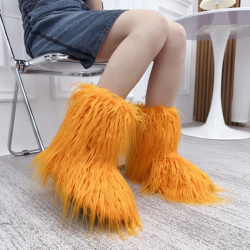 Fashion IPPEUM Winter Fur Boots 2025 Knee High Boots For Women Over The Knee Shoes Plush Long Boots