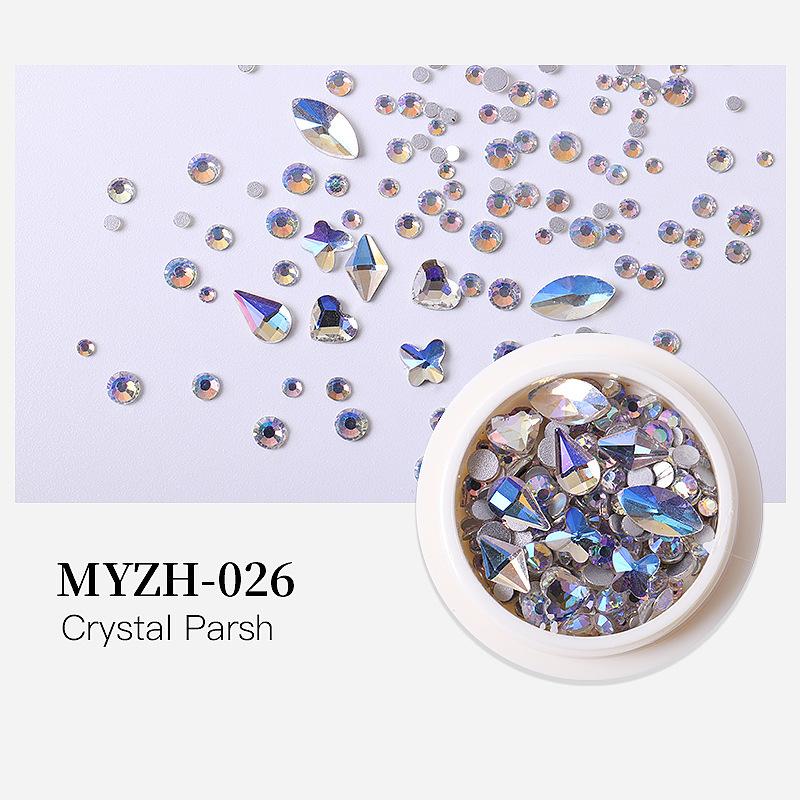 Round Box Nail Art Jewelry Glass Round Diamond Special-Shaped Diamond Flat Bottom Diamond Nail Art Diamond Jewelry Mixed