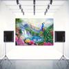 2D Elegant Peacock Floral Waterfall Backdrop Spring Nature Scenery Studio Background Cloth