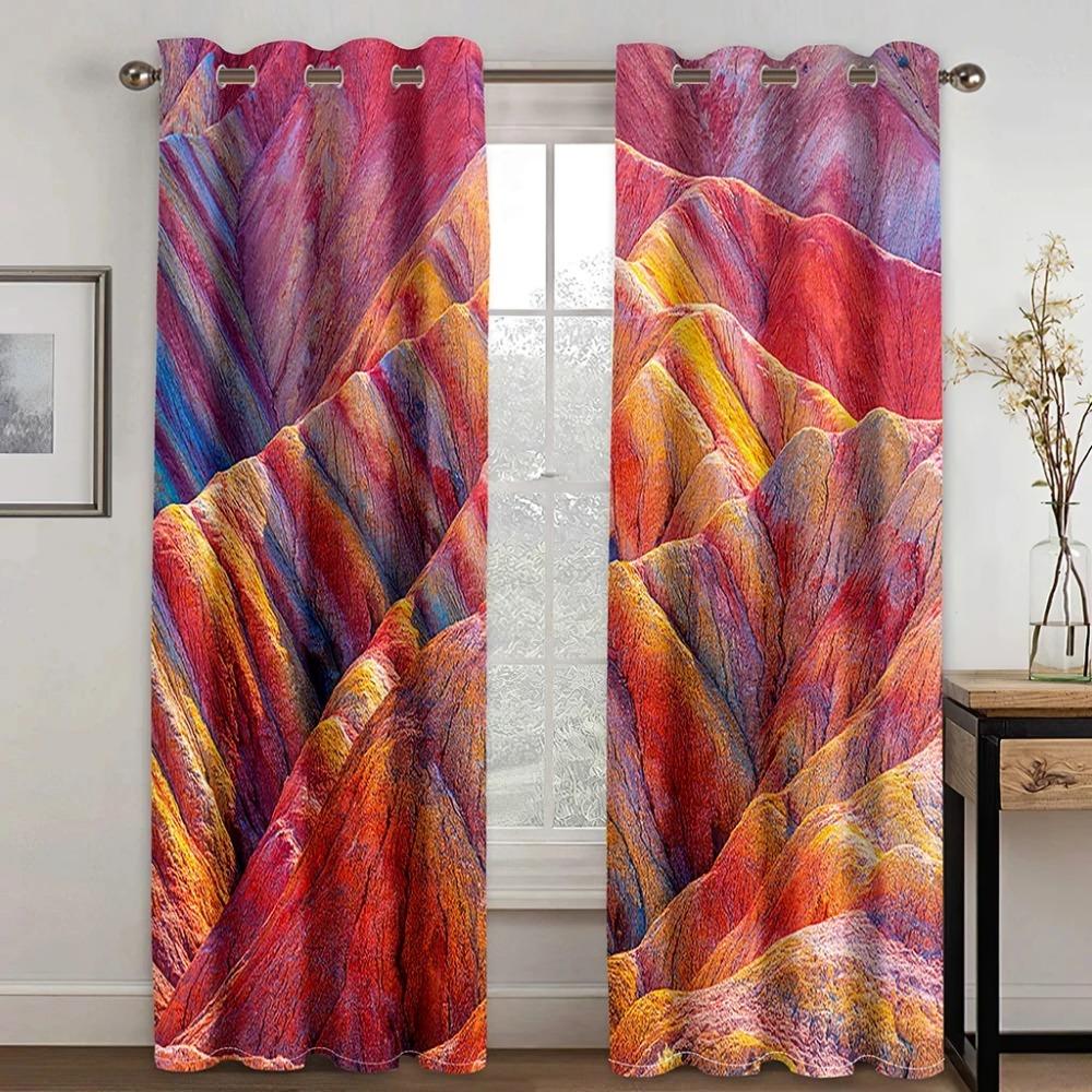 Sunshine Snow Mountain Lake Water Waterfall Natural Scenery High Shading Curtain Bedroom Living Room Hotel Window 2 Panels