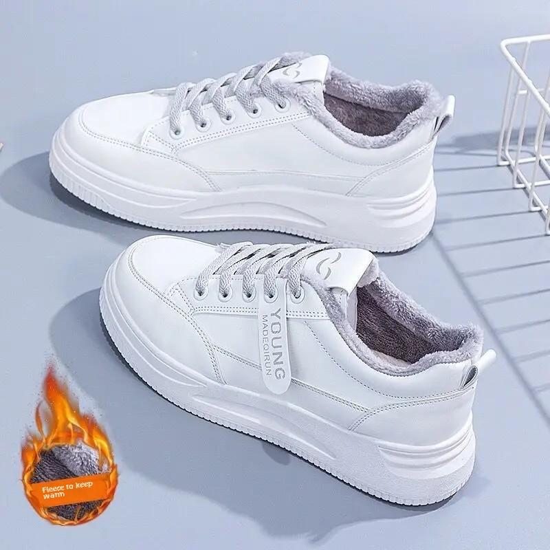 Damskie białe trampki jesienne sznurowane grube dno codzienne płaskie antypoślizgowe buty sportowe do chodzenia na zewnątrz buty deskorolkowe Sapatos Femininos
