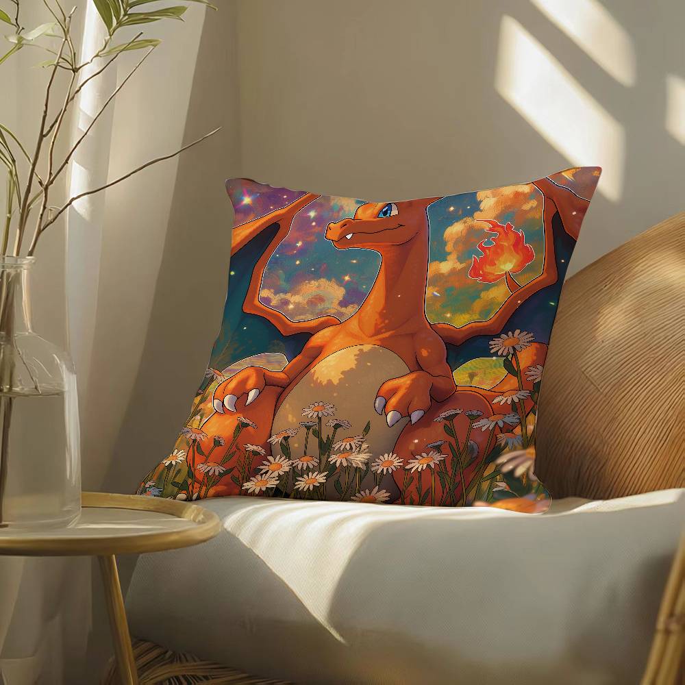 Pokemon Starter Collection Anime Plush Pillow Cover Soft Short Plush Cushion Cover For Sofa Bedroom Home Decor Gift
