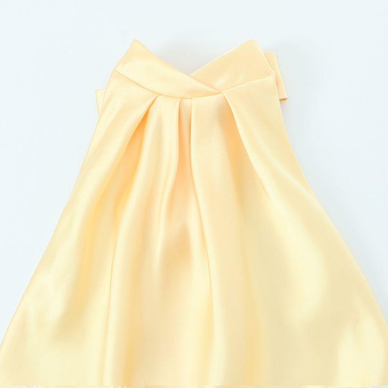 Kaslead New Women Clothes Western Style Fashion Silk Satin Texture Neck Collar Midi Dress 3592399