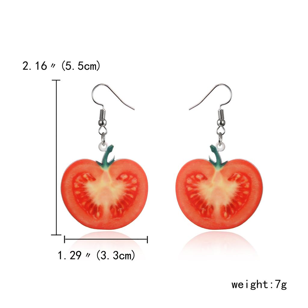 New Cute Fruit Lady Earrings Strawberry Pineapple Tomato Kiwi Orange Cucumber Watermelon Apple Girls Fruit Dainty Earrings