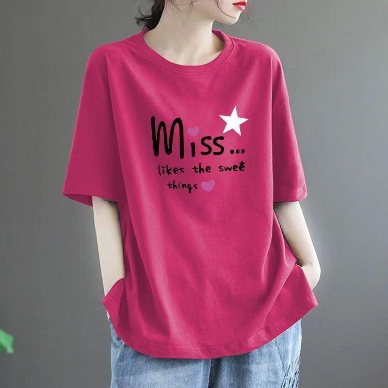 

Рубашка для девочек с круглым вырезом и короткими рукавами Tide Spring Clothing Casual Simple Short sleeves T Shirt M