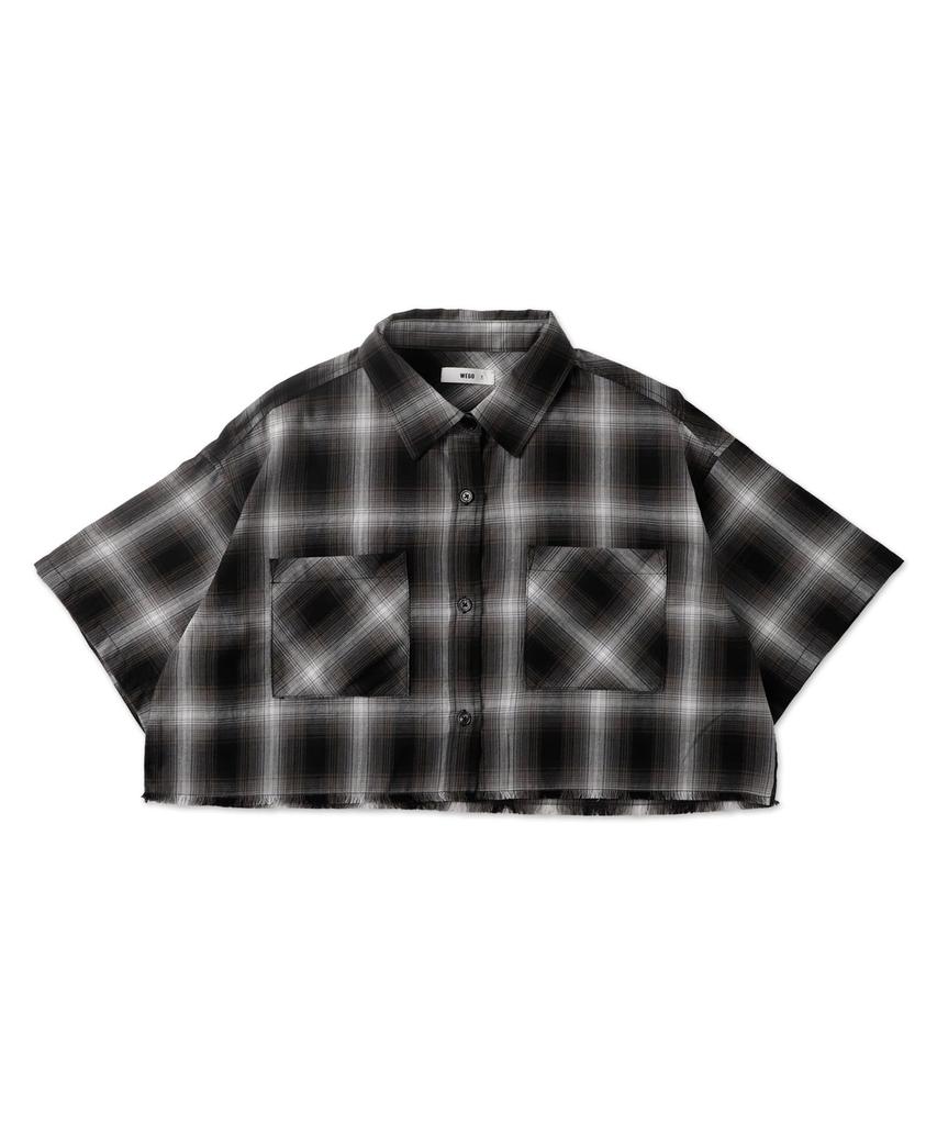 Ombre Check Short Short Sleeve Check Short Summer Short Black Check 1 [WEGO] Shirt, Shirt, Length, Clothing, Tops, Clothes, Check, Shirt, Street,
