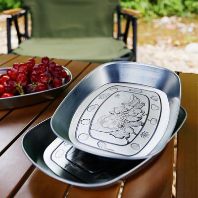 Piatto Frutta da Campeggio Esterno Vintage Europeo Latta Stoviglie da Campeggio Piastra da Barbecue Portatile per Auto da Viaggio