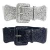 Glittering Square Buckle Corset Belt for Female Sequins Waistband All Matching Elastic Belt Everyday Use Waist Ornament