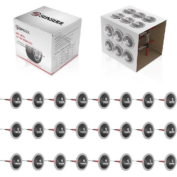 SUNSOUL 24Pcs Combination Repair Unit,Tire Repair Patch Plug 0.30” X 2”,Tire Patch Plug Kit,Mushroom Tire Plug Patch For Car Motorcycle Truck Bus 0.18 x 1.38 Inch