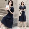 Forest-Style Puff Sleeve A-Line Dress: Summer French Waist-Cinching Mid-Length Skirt with Contrasting Colors
