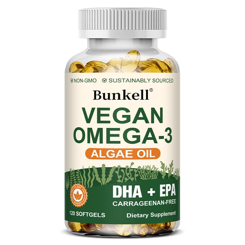 

Vegan Omega-3 Algae Oil Dietary Supplement, 120 Softgels Per Bottle 120 Capsules