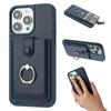 For iPhone 15 Pro Max Case Drawing Type Card Slots Litchi Texture Leather Back Cover with Ring Kickstand