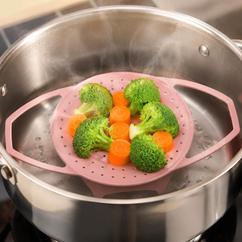 Silicone Steamer Rack for Steaming Buns, Vegetables and Dumplings - Heat Steamer Insert for Pots
