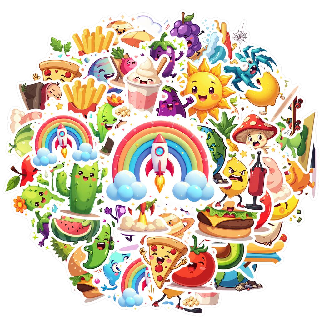 Cartoon Cute Characters Decals Playful Fruit Teacher Reward Stickers Funny Stickers For Fridge Suitcase