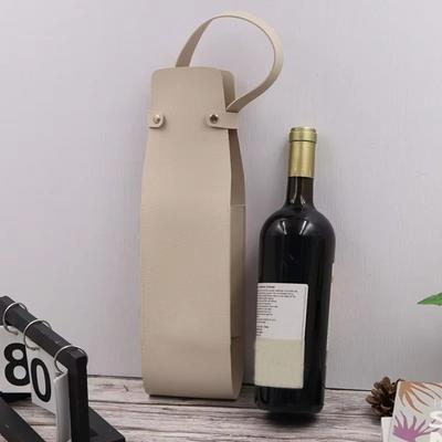 Elegant Reusable Wine Gift Bag PU Leather Double Layer Champagne Gift Bag Durable Wine Tote Carrier