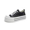 Canvas shoes women's spring and autumn new student round head lace-up breathable non-slip heightening thick-soled casual sports board shoes