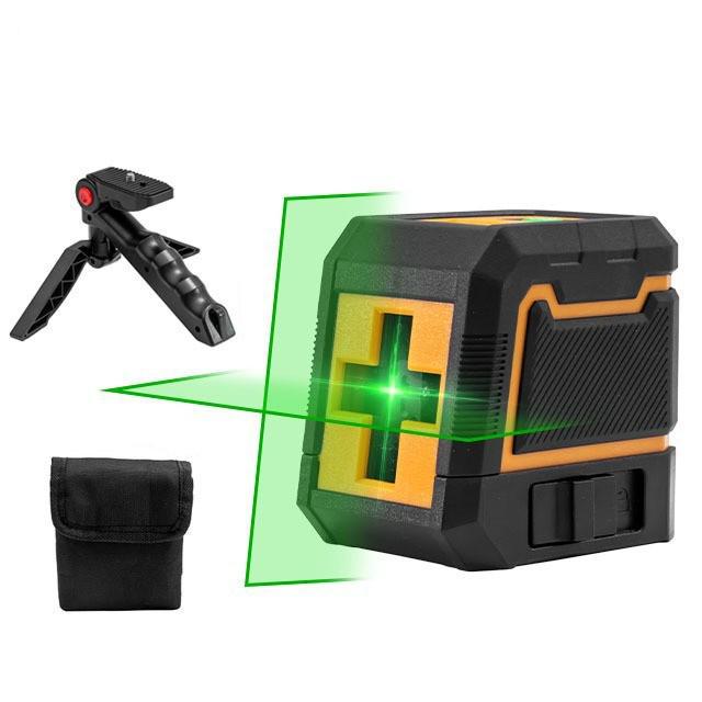 Mini 2-Line Green Laser Level: Portable High-Precision Infrared Self-Leveling for Outdoor Use