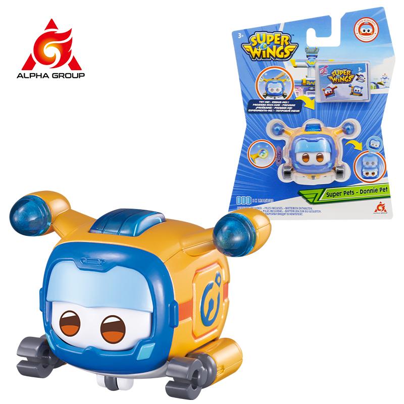 Super Wings Super Pet-Tino Pet Dinosaur With Sparkling Light Slide Face To Change Emotion Stackable Action Figures Kid Toy Gift