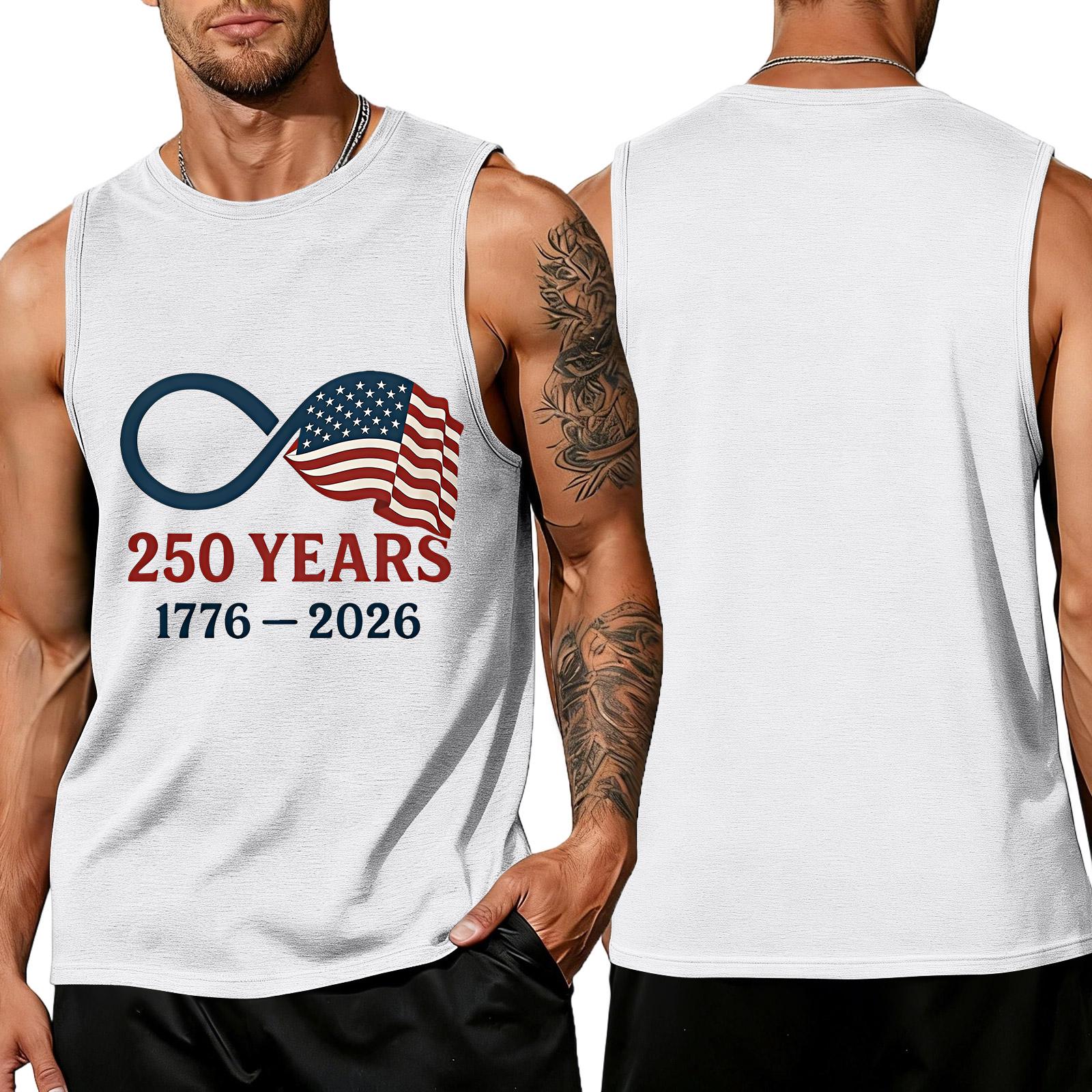 

Independence Day Flag Printed Sleeveless Shirt, Men s Loose Casual Daily Summer Tank Top L білий