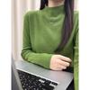 Korean Half-High Neck Long Sleeve Knit Top - Women's Slimming Autumn/Winter Base Layer