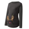 Women's Print Christmas Side Ruched Long Sleeve Maternity Top Pregnancy Clothes