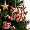 Yousheng Christmas Teapot Ornament Holly Vintage Tea Cups And Pot Set Xmas Tree Hanging Ornaments 2D Acrylic Teapot Decor with Pouring Tea Effect