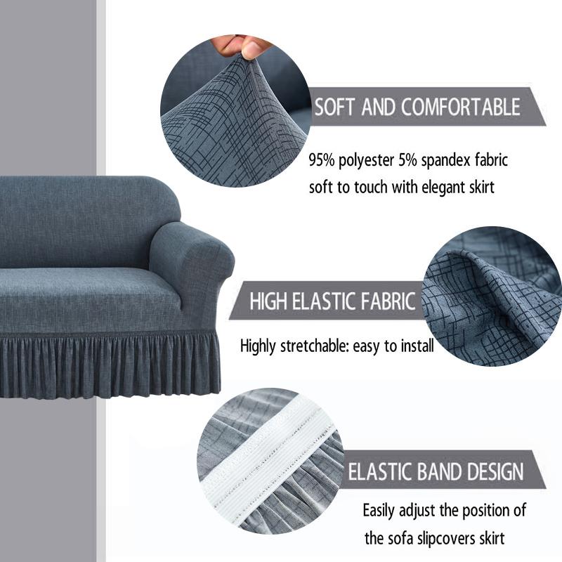 Printed Sofa Cover Stretch Couch Covers Patterned Slipcovers With Skirt Washable Spandex Furniture Protector For Living Room