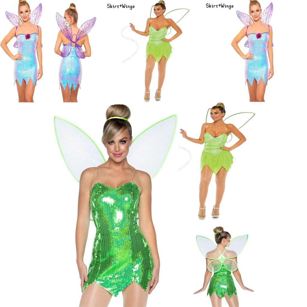 Women's Fantasy Cosplay Dress With Mischievous Fairy Elf Wings For Christmas And Halloween