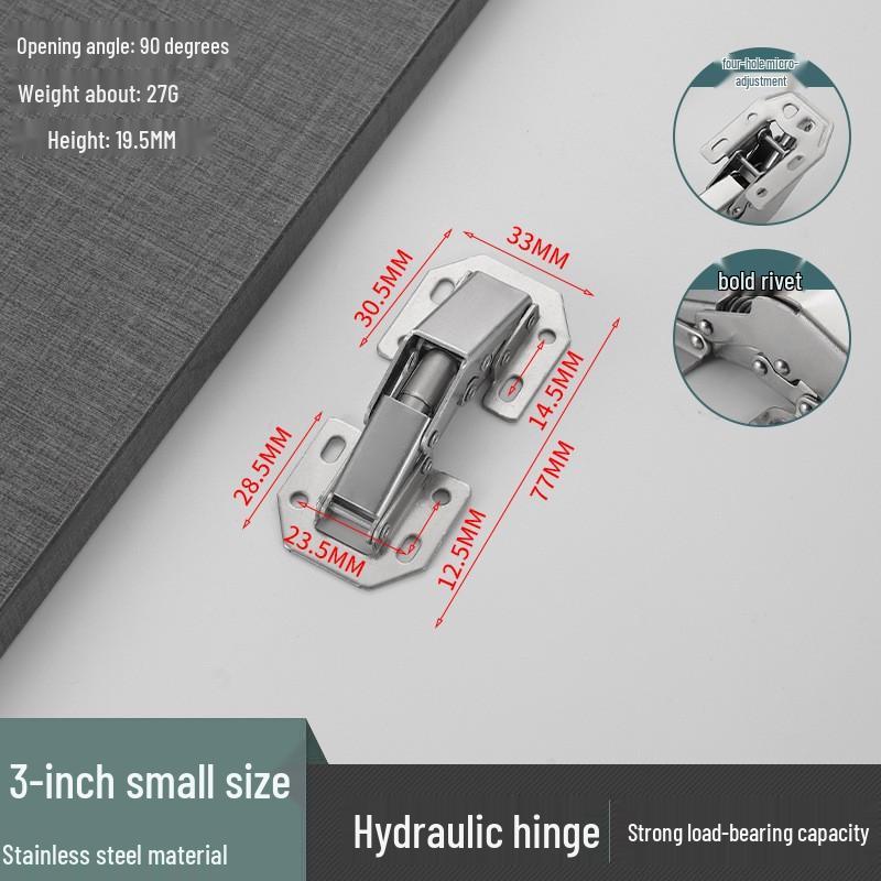 Stainless Steel Soft Close Frog Hinge, 3-4 Inch Thickened Bridge Type, No Slotting, for Cabinet Doors and Mahjong Tables