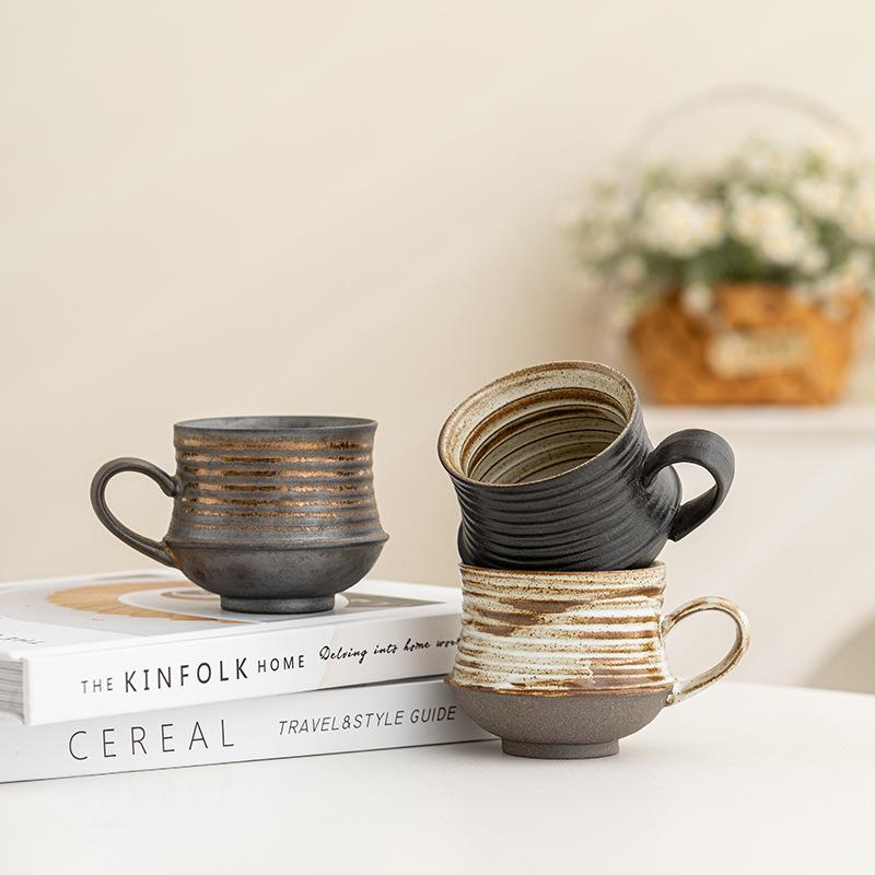 Kubek do latte w stylu retro z efektem zmiany pieca Kubek do kawy latte Japoński kubek ceramiczny z grubej ceramiki Domowy kubek do kawy Kubek śniadaniowy Kubek na mleko