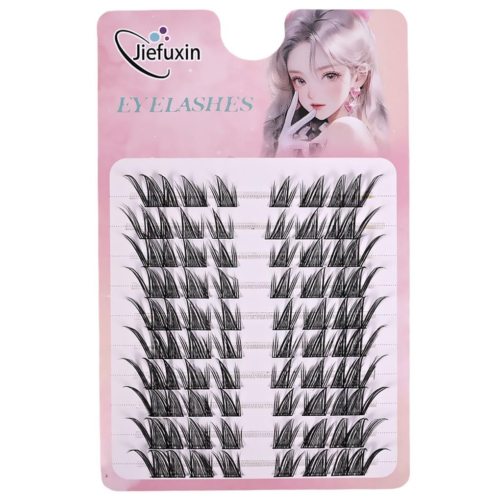 Jiefuxin DIY Lashes Fox Eye Manga False Eyelashes Large Capacity Tapered Thick Segmented Individual Cluster Lash Extensions