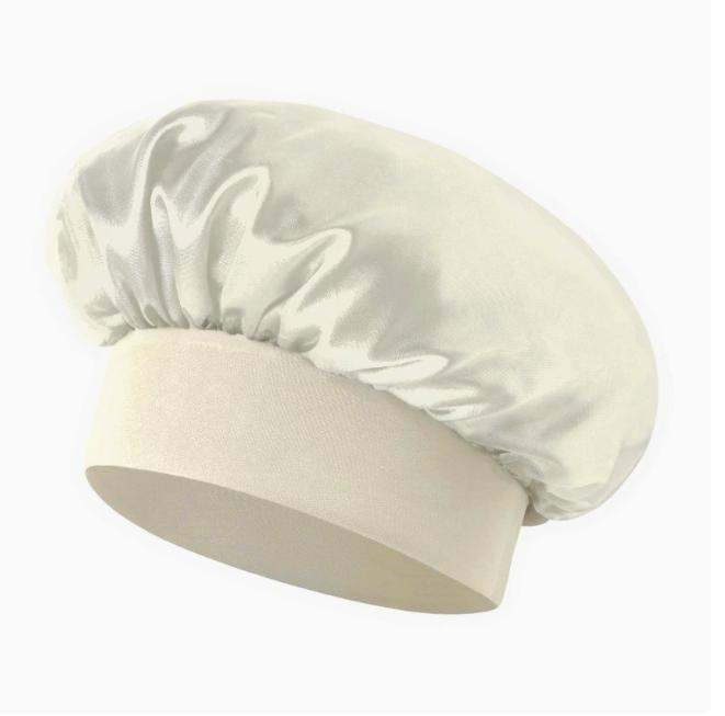 Shower Wide Brim Elastic Satin Hair Care Cap - Women's Sleep, Salon, and Shower Use