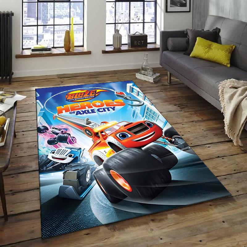 1pc Blaze and the Monster Machines Design Area Rug - Non-Slip, Soft & Cozy Floor Mat for Living Room, Bedroom, Office - Indoor/Outdoor Decorative Carp