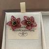 Burgundy Petal Stud Earrings Three-Dimensional Luxury Art High-End Sense Elegant Romance Exquisite Autumn And Winter Festival Earrings Women