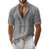 Men's Summer Solid Color Lapel Short-sleeved Shirt Men's Casual Fashion Short-sleeved Shirt