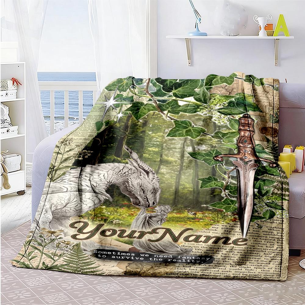 Gothic Illustrations Personalized Name Blanket Lightweight Personalized Blanket Warmthful Decor Perfect for Chair Office Chair Picnics Nap