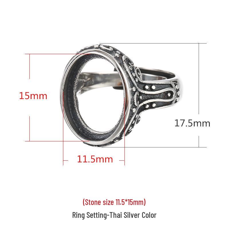 

Мужское и женское кольцо из серебра 925 пробы с инкрустацией янтарем и бирюзой - заготовка для кольца 11x15. Adjustable Opening