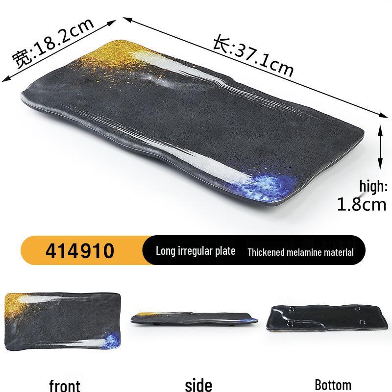 Japanese Retro Melamine Rectangular Plate for Hot Pot, Sushi, Yakiniku, and Barbecue