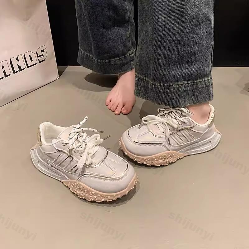 Fashion Autumn New Women's Shoes Fashion Cross Tied Non Slip Platform Sneakers Comfortable Height Increase Outdoor Casual Running Shoes