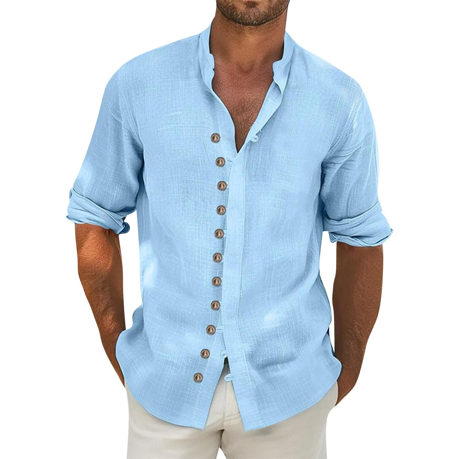 

Мужская ретро повседневная свободная рубашка с короткими рукавами и принтом, модный топ с воротником-стойкой L