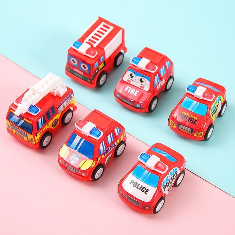 5Pcs Children'S Birthday Party Favors Baby Shower Gift Kids Cartoon Mini Pull Back Fire Truck Police Car Toys Diy Decoration