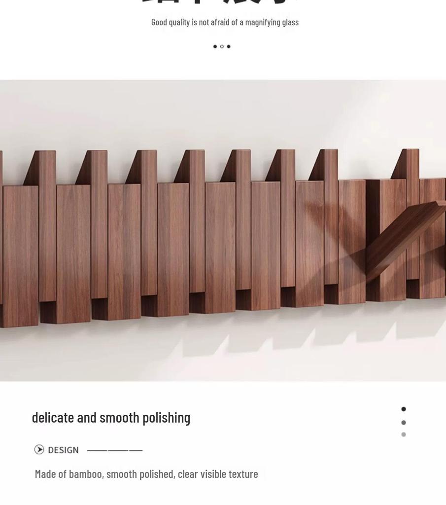 Solid Wood No-Drill Coat Hook & Wall Art for Entryway