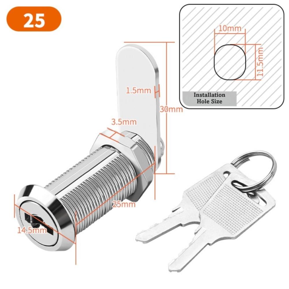 with 2 Spare Keys Cabinet Lock 16/20/25/30mm Mailbox Lock for Furniture Mailbox Filing Cabinet
